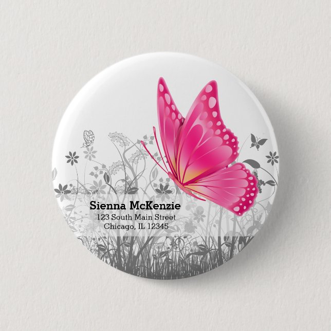 Macaron Rond 5 Cm Papillon Imaginaire * choisir la couleur arrière - (Devant)