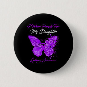 Macaron Rond 5 Cm Papillon Je Porte Violet Pour Ma Fille Épilepsie A
