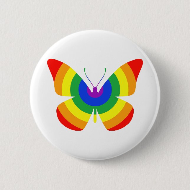Macaron Rond 5 Cm Papillon LGBT Pride (Devant)