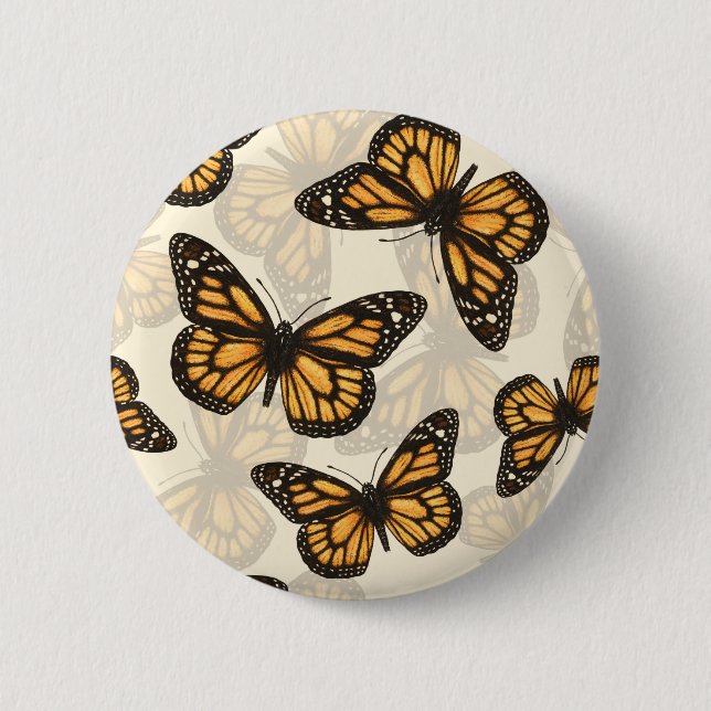 Macaron Rond 5 Cm Papillon monarque (Devant)