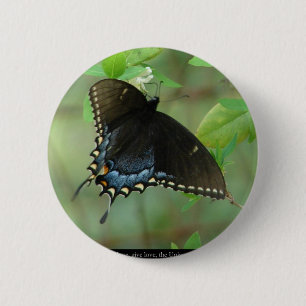 Macaron Rond 5 Cm Papillon noir Swallowtail - Dons d'Amour & Vêtemen