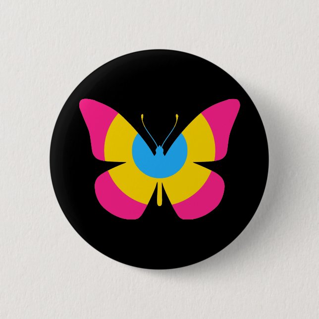 Macaron Rond 5 Cm Papillon Pansexual de fierté (Devant)