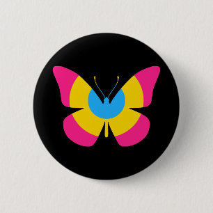 Macaron Rond 5 Cm Papillon Pansexual de fierté
