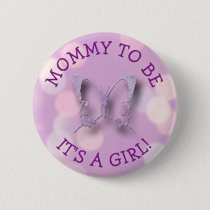 Macaron Rond 5 Cm Papillon pourpre maman pour être Baby shower