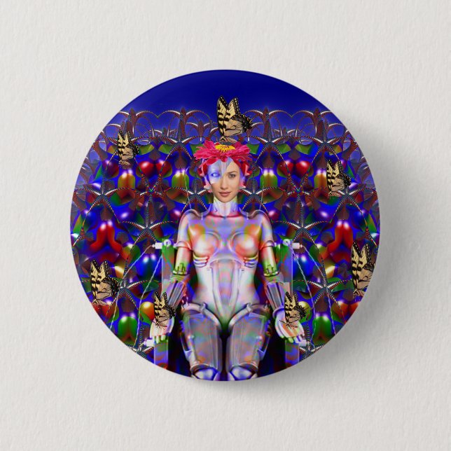 Macaron Rond 5 Cm Papillon robot (Devant)