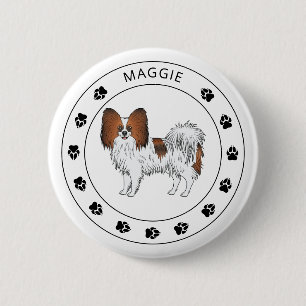 Macaron Rond 5 Cm Papillon Rouge Cute Chien Avec Nom Et Patrouilles