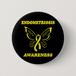 Macaron Rond 5 Cm Papillon/Sensibilisation...Bouton Endometriose