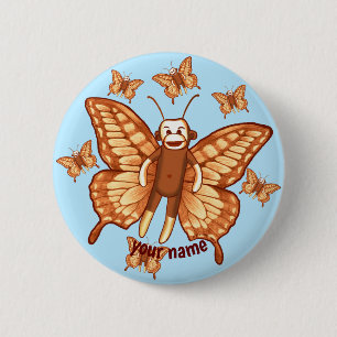 Macaron Rond 5 Cm Papillon Singe Chaussette