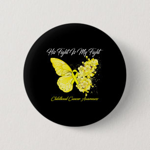Macaron Rond 5 Cm Papillon Son combat est ma lutte contre le cancer