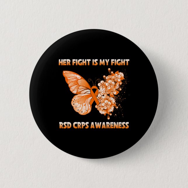 Macaron Rond 5 Cm Papillon Son combat est mon combat Rsd Crps sensib (Devant)