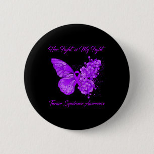 Macaron Rond 5 Cm Papillon Son combat est mon syndrome de Turner de 