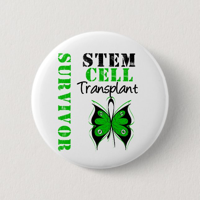 Macaron Rond 5 Cm Papillon - Stem Cell Transplant Survivant (Devant)