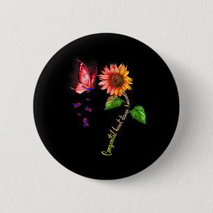 Macaron Rond 5 Cm Papillon Tournesol Maladie Cardiaque Congénitale S