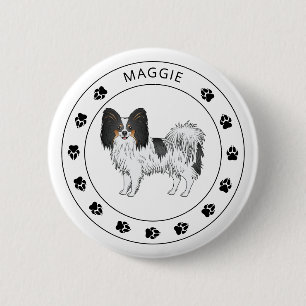 Macaron Rond 5 Cm Papillon tricolore mignon avec nom et pattes