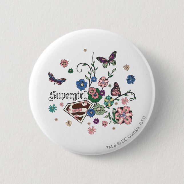 Macaron Rond 5 Cm Papillons supergirl (Devant)