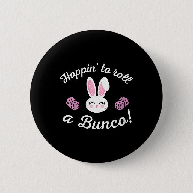 Macaron Rond 5 Cm Pâques Bunco Hoppin Roulez Un Bunco Dice Bunny (Devant)