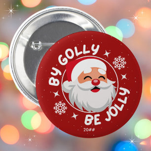 Macaron Rond 5 Cm Par Golly Be Jolly mignon Rouge Père Noël bouton N