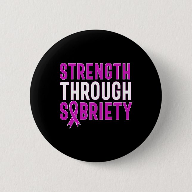 Macaron Rond 5 Cm Par Sobriety End Addiction Purple Ribbon (Devant)
