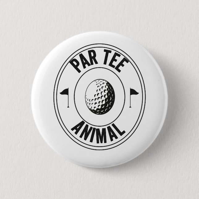 Macaron Rond 5 Cm Par-Tee Animal amusant golf papa Gift Golf (Devant)