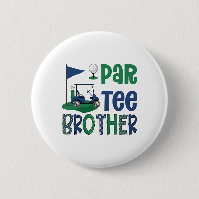 Macaron Rond 5 Cm Par-tee Brother Golf Lover Birthday Party Family M (Devant)