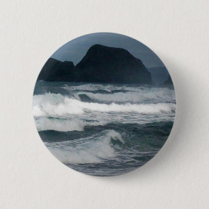 Macaron Rond 5 Cm Paradis tropical océanique de la côte hawaïenne