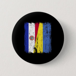 Macaron Rond 5 Cm Paraguay Ukraine Demi-drapeau Paraguayen Ukrainien