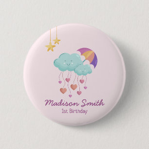 Macaron Rond 5 Cm Parapluie coloré Carte d'anniversaire avec de mign