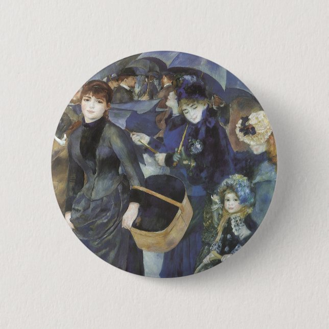 Macaron Rond 5 Cm Parapluies de Pierre Renoir, Impressionnisme Vinta (Devant)