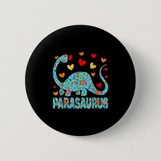 Macaron Rond 5 Cm Parasaurus Paraprofessional Paraeducator Dinosaur  (Devant)