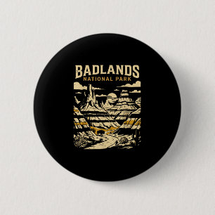 Macaron Rond 5 Cm Parc national de Badlands aventure rétro vintage