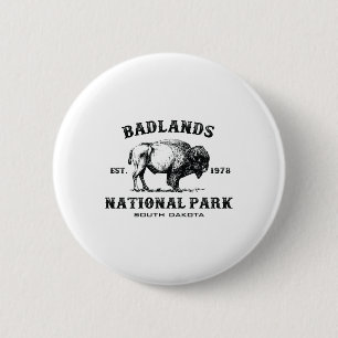 Macaron Rond 5 Cm Parc national de Badlands Dakota du Sud Bison d'Am