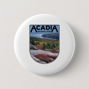 Macaron Rond 5 Cm Parc national de l'Acadie Vintage Rétro Île du Mai
