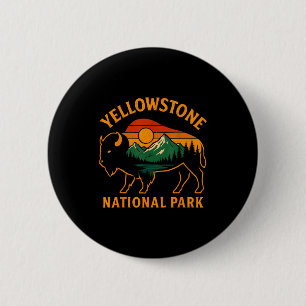 Macaron Rond 5 Cm Parc national de Yellowstone Wyoming Buffalo Bison