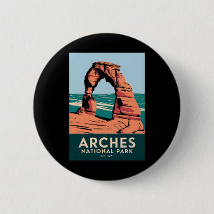 Macaron Rond 5 Cm Parc national des Arches Vintage Camping Randonnée