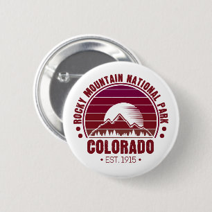 Macaron Rond 5 Cm Parc national des Rocheuses Colorado Retro