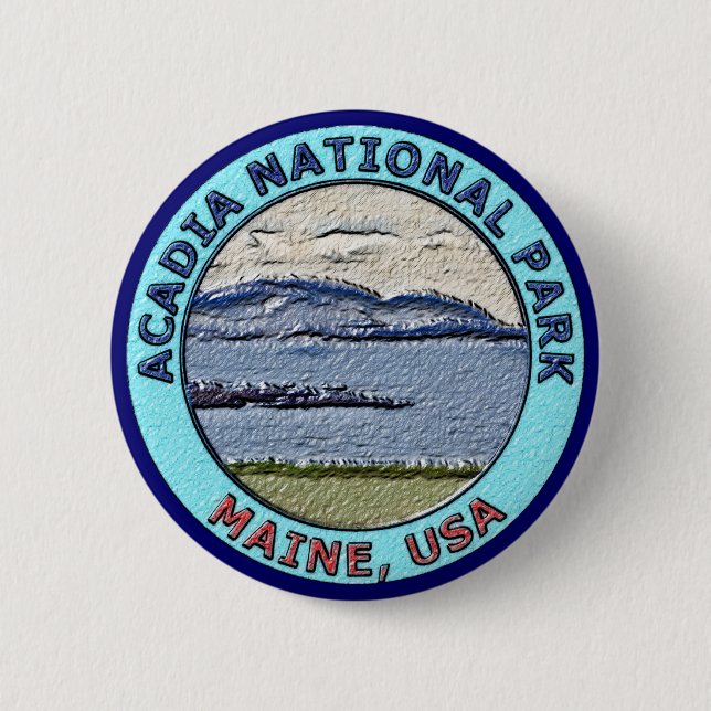 Macaron Rond 5 Cm Parc national Maine, Etats-Unis d'Acadia (Devant)