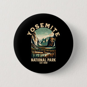 Macaron Rond 5 Cm Parc national rétro de Yosemite Usa Randonnée vint