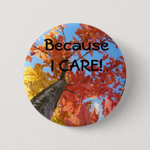 Macaron Rond 5 Cm Parce que je me soucie ! boutons Feuilles d'arbre