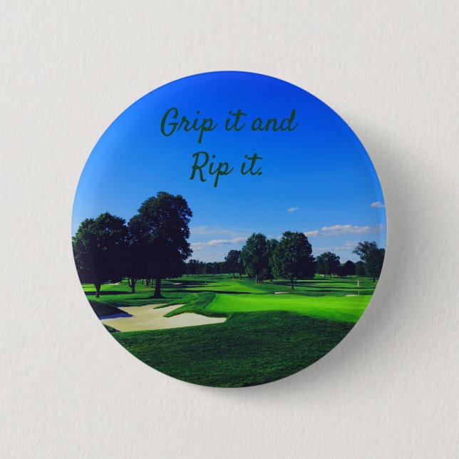 Macaron Rond 5 Cm Parcours de golf Grip it et Rip it (Devant)