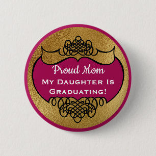 Macaron Rond 5 Cm Parent fier d'étiquette d'or nommé élégant vintage