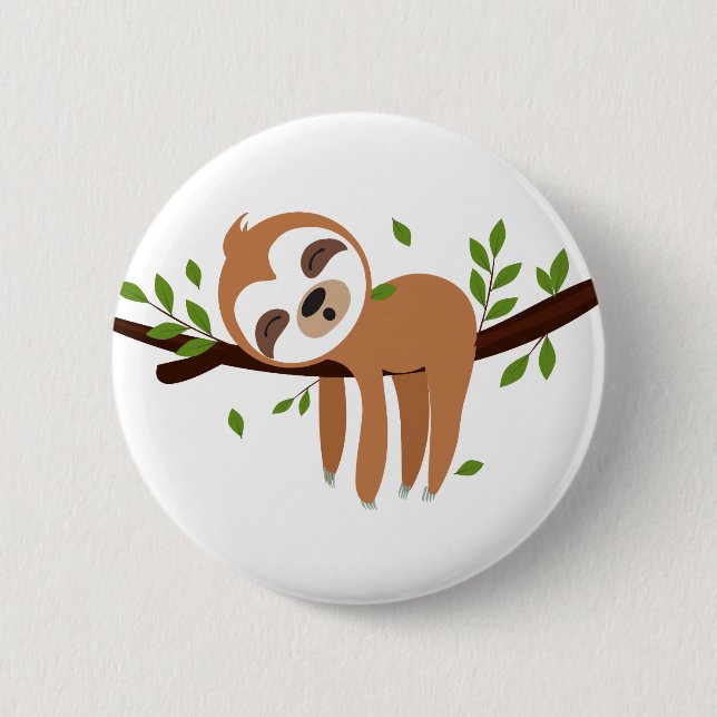 Macaron Rond 5 Cm paresse, paresse mignonne, illustration animale (Devant)
