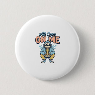 Macaron Rond 5 Cm Paresseux drôle tous les yeux sur moi design vecto