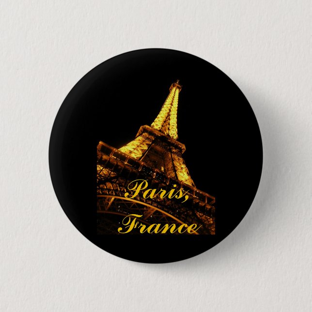 Macaron Rond 5 Cm Paris, France, Tour Eiffel, bouton (Devant)