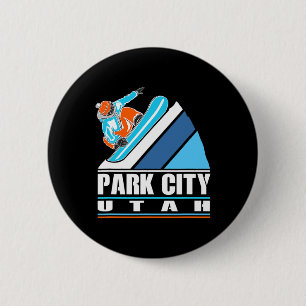 Macaron Rond 5 Cm Park City Utah - Snowboardeur Vintage