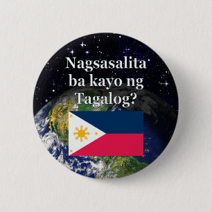 Macaron Rond 5 Cm Parlez-vous Tagalog ? dans le Tagalog. Drapeau et