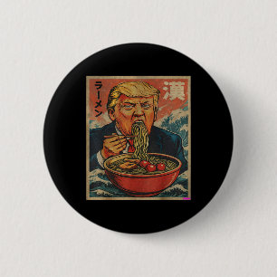 Macaron Rond 5 Cm Parodie de Trump mangeant du Ramen, le président a