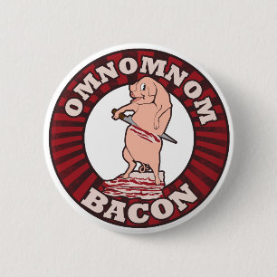 Macaron Rond 5 Cm Parodie publicitaire Omnom Bacon