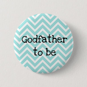 Macaron Rond 5 Cm Parrain turquoise Baby shower Chevron