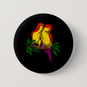 Macaron Rond 5 Cm Parrot Bird mignon Couple