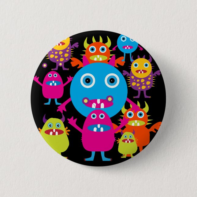 Macaron Rond 5 Cm Partie mignonne de créatures de coup drôle de (Devant)